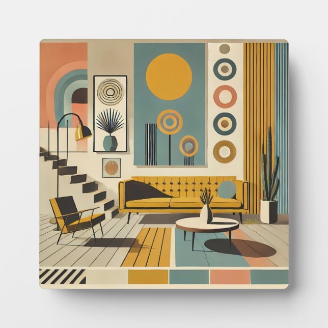 Plaque Photo Mid Century Interior Design Desert Livingroom (Devant)