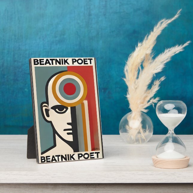 Plaque Photo Mid Century Modern Art Beatnik Poet (Côté)