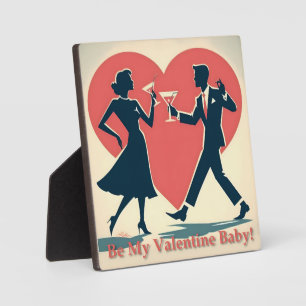 Plaque Photo Mid Century Valentine Hip Martini Dancing Couple