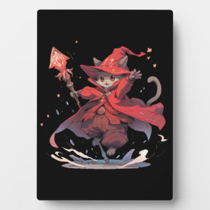 Plaque Photo Mignon Héros Chat Mage Rouge