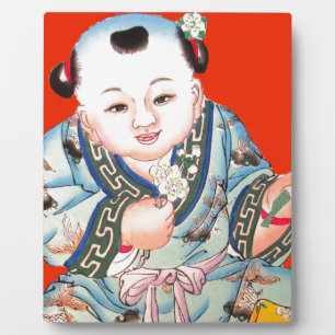 Plaque Photo Mignonne Chinois rire bon bouddha de chance sur ro
