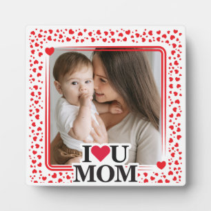 Plaque Photo Mignonne COEUR JE T'AIME MOM Fête des Mères Cadeau