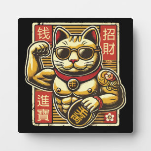 Plaque Photo Mignonne Vintage Maneki Neko Lucky Chat, Succès Ar