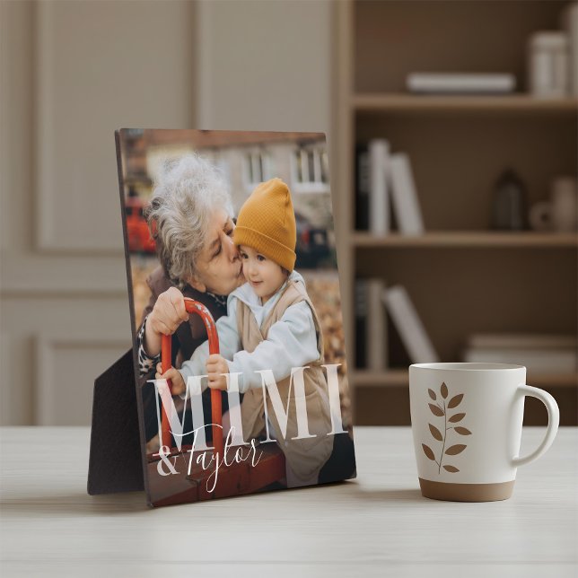 Plaque Photo Mimi & Grandchild Script Name Photo Keepsaké (Mimi & Grandchild Script Name Photo Keepsake Plaque)