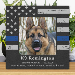 Plaque Photo Mince ligne bleue Officier K9 Police Dog Memorial