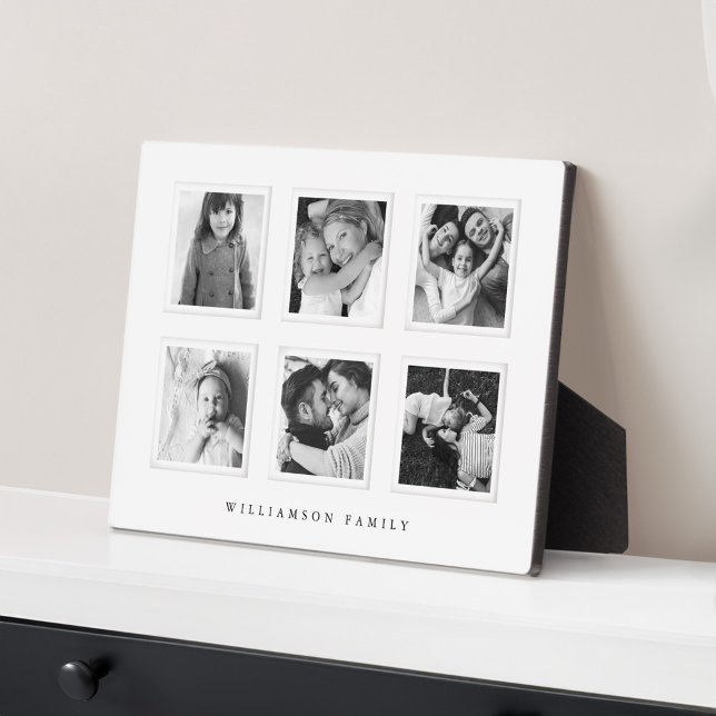 Plaque Photo Mini moderne 6 grille Matboard noir & blanc photo (Modern Minimal 6 Grid Matboard Black & White Photo Plaque)