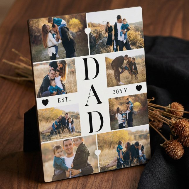 Plaque Photo Minimal Best Dad Ever Gift Custom Photo Collage (Minimal Best Dad Ever Gift Custom Photo Collage Plaque)