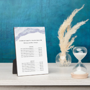 Plaque Photo Minimalist Blue Watercolor Business Price List
