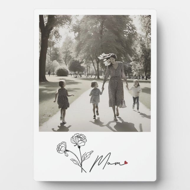 Plaque Photo Minimaliste Élégant Fleur Maman  (Devant)