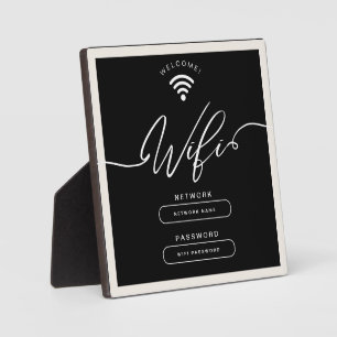 Plaque Photo Minimaliste noir et beige Zone Wifi simple
