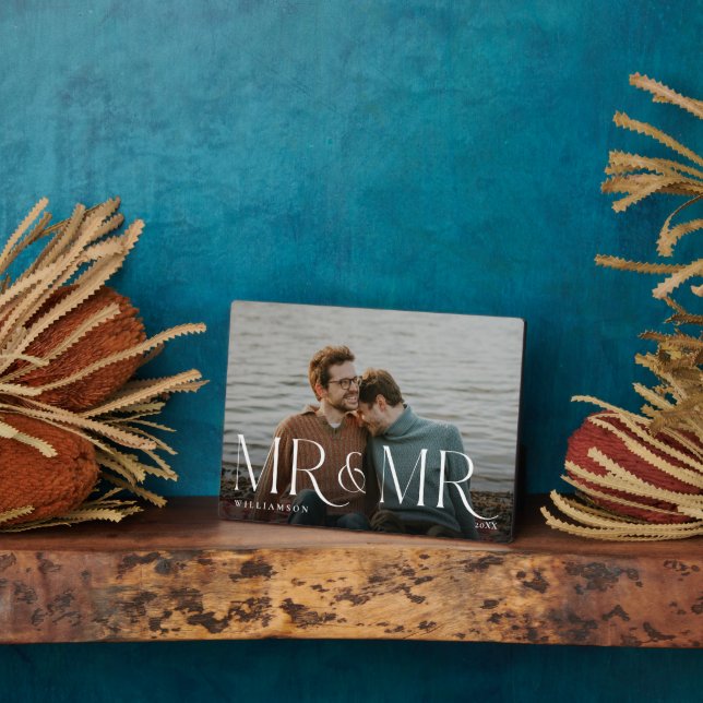 Plaque Photo Minuscules et modernes mariés Mr & Mr Couple Photo (Côté)