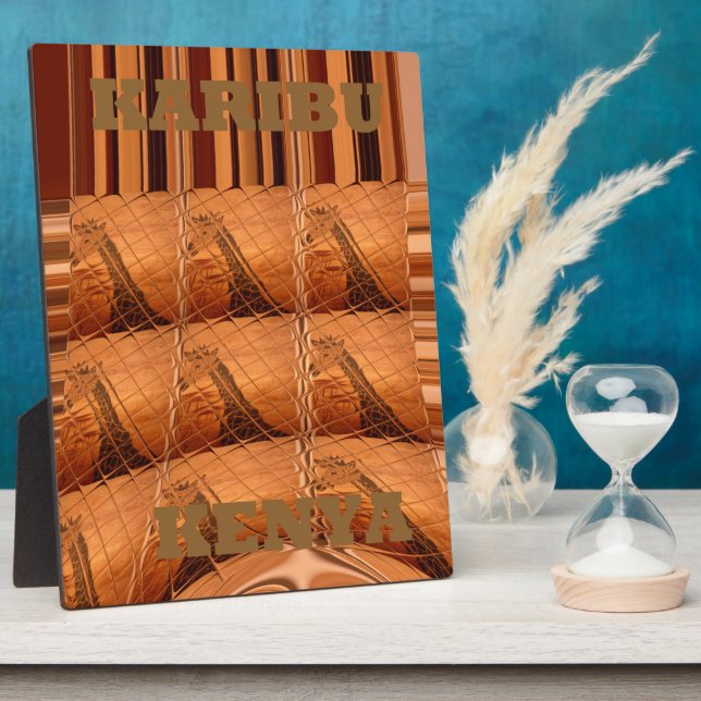 Plaque Photo Miroir africain traditionnel : Girafe tissée (Côté)