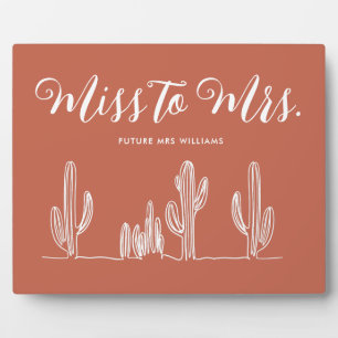 Plaque Photo Miss to Mrs Moderne Boho Rust Cactus Enterrement d