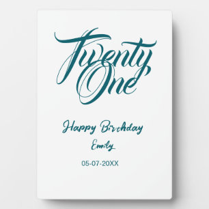 Plaque Photo modèle bleu pour 21e anniversaire avec nom date an