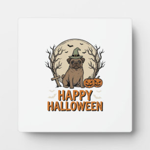 Plaque Photo Modèle de chemise vintage Halloween Pug Chapeau de