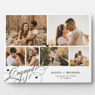 Plaque Photo Modèle de collage photo de couple fiancé 6 blanc
