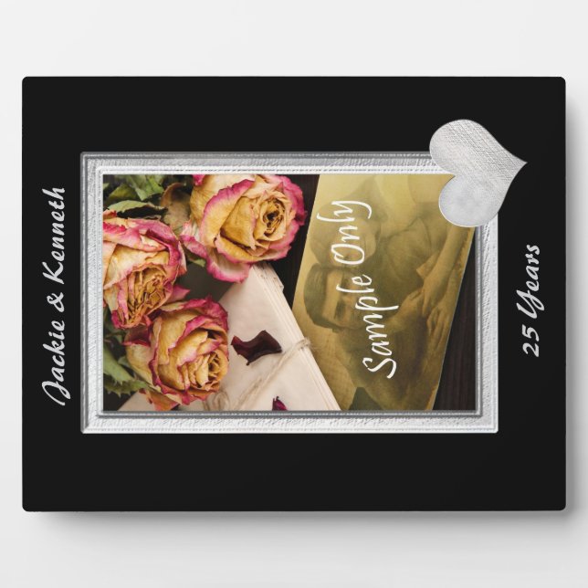 Plaque Photo Modèle de l'anniversaire du Mariage du cadre d'arg (Devant)