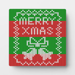 Plaque Photo Modèle de pull de Noël avec grelots Joyeux Noël la