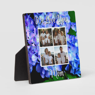 Plaque Photo Modèle personnalisable floral élégant bleu violet