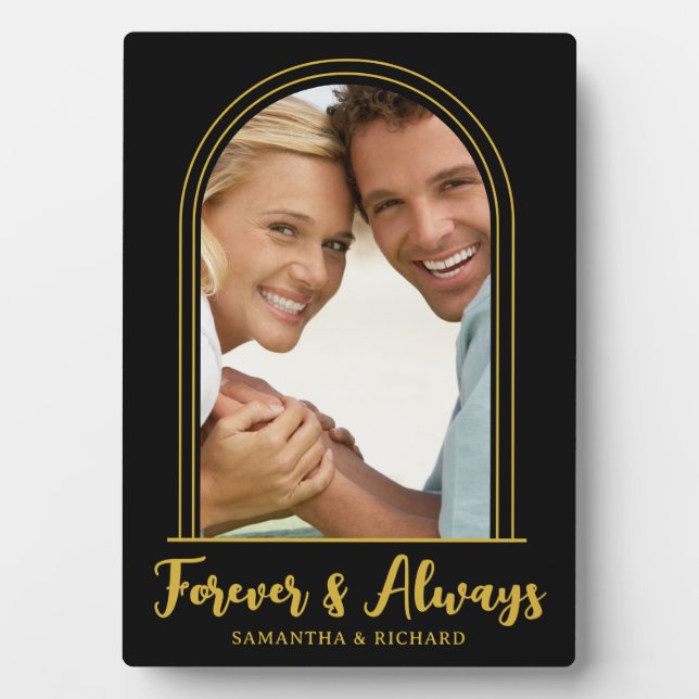 Plaque Photo Modèle photo d'arc en or noir pour toujours aimer (Devant)
