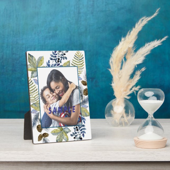 Plaque Photo Modèle photo du cadre bleu de la forêt d'automne (Côté)