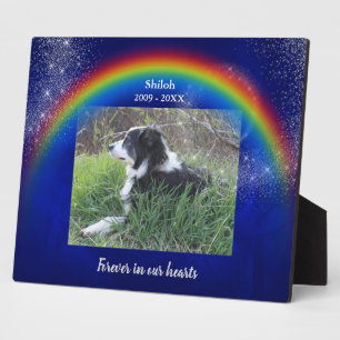 Plaque Photo Modèle photo Rainbow et Stars Blue Pet Memorial