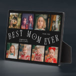 Plaque Photo Modern 8 Photo Collage Best Mom Ever Black<br><div class="desc">Modern and minimal mother's day photo keepsake plaque featuring 8 photos with a curvy typography text that says "best mom ever." The color is black.</div>