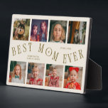 Plaque Photo Modern 8 Photo Collage Best Mom Ever Cream<br><div class="desc">Modern and minimal mother's day photo keepsake plaque featuring 8 photos with a curvy typography text that says "best mom ever." The color is cream.</div>