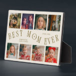 Plaque Photo Modern 8 Photo Collage Best Mom Ever Cream<br><div class="desc">Modern and minimal mother's day photo keepsake plaque featuring 8 photos with a curvy typography text that says "best mom ever." The color is cream.</div>