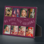 Plaque Photo Modern 8 Photo Grid Love You Grandma Cranberry<br><div class="desc">Modern and minimal keepsake photo plaque to gift it to a grandmother featuring 8 photos with a curvy typography text that says "we love you grandma." The color is cranberry.</div>