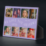 Plaque Photo Modern 8 Photo Grid Love You Grandma Lilac<br><div class="desc">Modern and minimal keepsake photo plaque to gift it to a grandmother featuring 8 photos with a curvy typography text that says "we love you grandma." The color is lilac.</div>