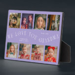 Plaque Photo Modern 8 Photo Grid Love You Grandma Lilac<br><div class="desc">Modern and minimal keepsake photo plaque to gift it to a grandmother featuring 8 photos with a curvy typography text that says "we love you grandma." The color is lilac.</div>