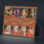 Plaque Photo Modern 8 Photo Grid Love You Grandma Terracotta<br><div class="desc">Modern and minimal keepsake photo plaque to gift it to a grandmother featuring 8 photos with a curvy typography text that says "we love you grandma." The color is terracotta.</div>