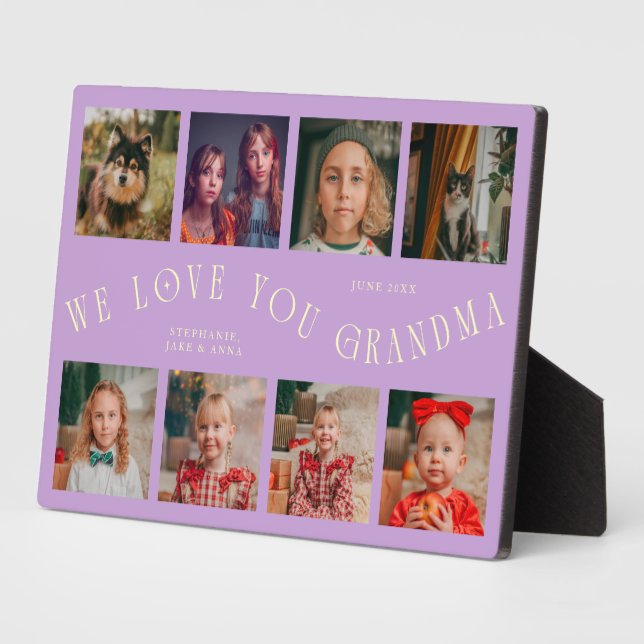 Plaque Photo Modern 8 Photo Grid Love You Grandma Wisteria (Côté)