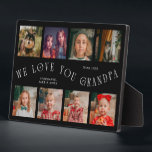 Plaque Photo Modern 8 Photo Grid Love You Grandpa Black<br><div class="desc">Modern and minimal keepsake photo plaque to gift it to a grandfather featuring 8 photos with a curvy typography text that says "we love you grandpa." The color is black.</div>