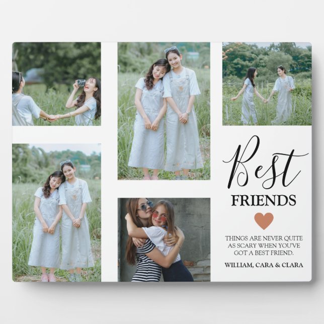 Plaque Photo Modern Best Friends 5 Photo Collage (Devant)