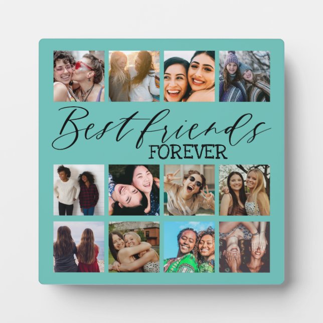 Plaque Photo Modern Best Friends Teal Photo Collage (Devant)