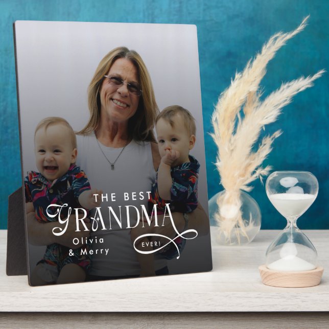 Plaque Photo Modern Best Grandma Ever Photo Personalized (Côté)