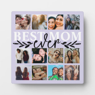 Plaque Photo Modern Best Mom Ever Purple Photo Collage