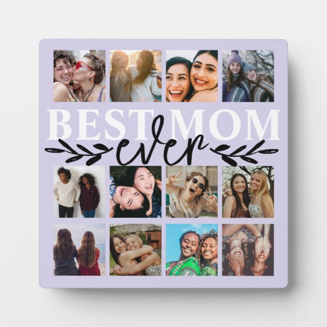 Plaque Photo Modern Best Mom Ever Purple Photo Collage (Devant)