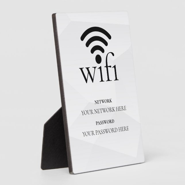 Plaque Photo Modern Business Wifi Network and Password Black  (Côté)