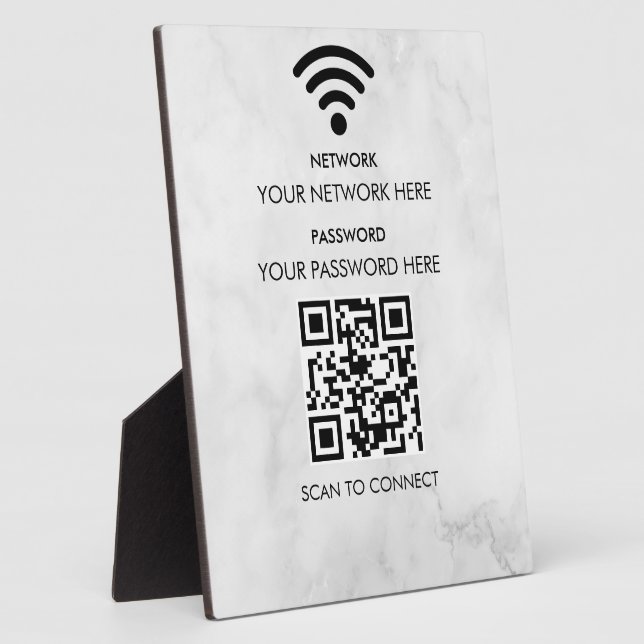 Plaque Photo Modern Business Wifi Network and Password Black  (Côté)