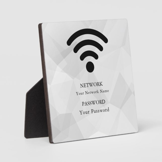 Plaque Photo Modern Business Wifi Network and Password Black  (Recto)