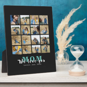 Plaque Photo Modern Chic Black We Love You Mom 16 Photo Collage