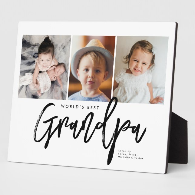 Plaque Photo Modern Handlettering World's Best Grandpa Photos (Côté)