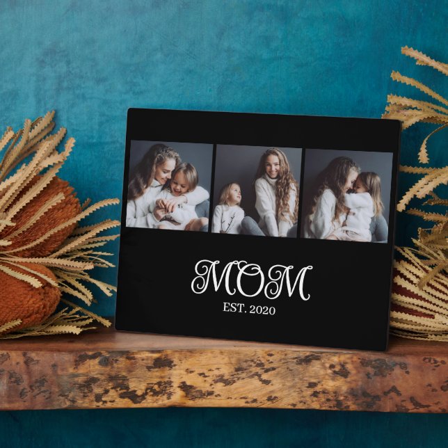 Plaque Photo Modern Mom Established Script Black 3 Photo (Côté)