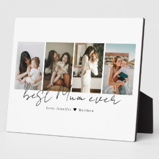 Plaque Photo Modern Script Best Mum Ever 4 Photos, Mother's Day