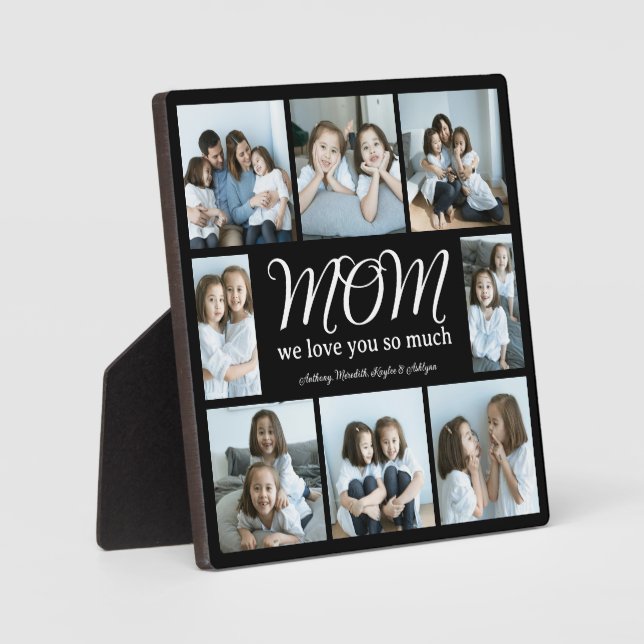 Plaque Photo Modern Script Mom We Love You Photo Collage (Recto)
