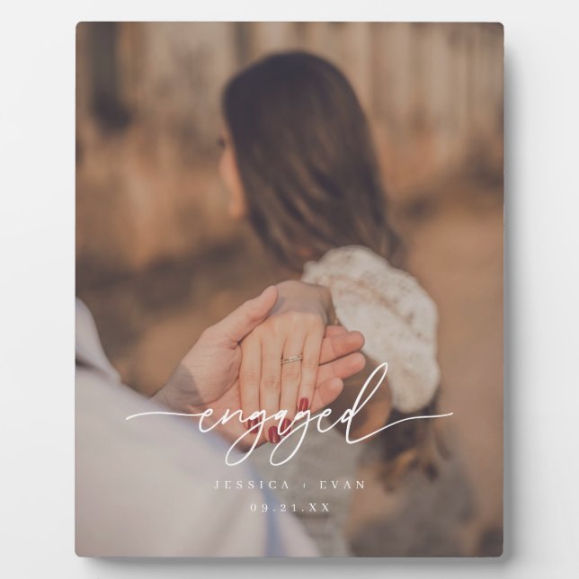 Plaque Photo Modern Script Photo Custom Engagement (Devant)