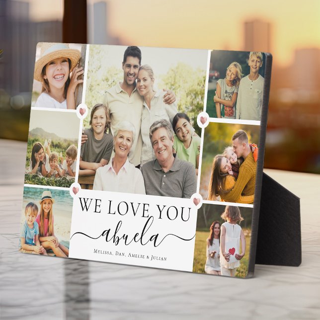 Plaque Photo Modern We Love You Abuela Family Photo Collage (Créateur téléchargé)